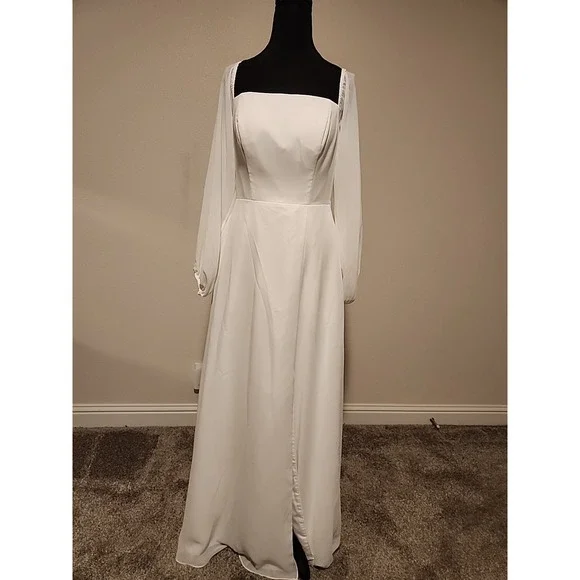 Christina Wu | Dresses | Christina Wu 2275 Bishop Sleeve Front Slit Wedding  Or Bridesmaid Dress | Poshmark